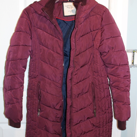 tommy hilfiger burgundy coat